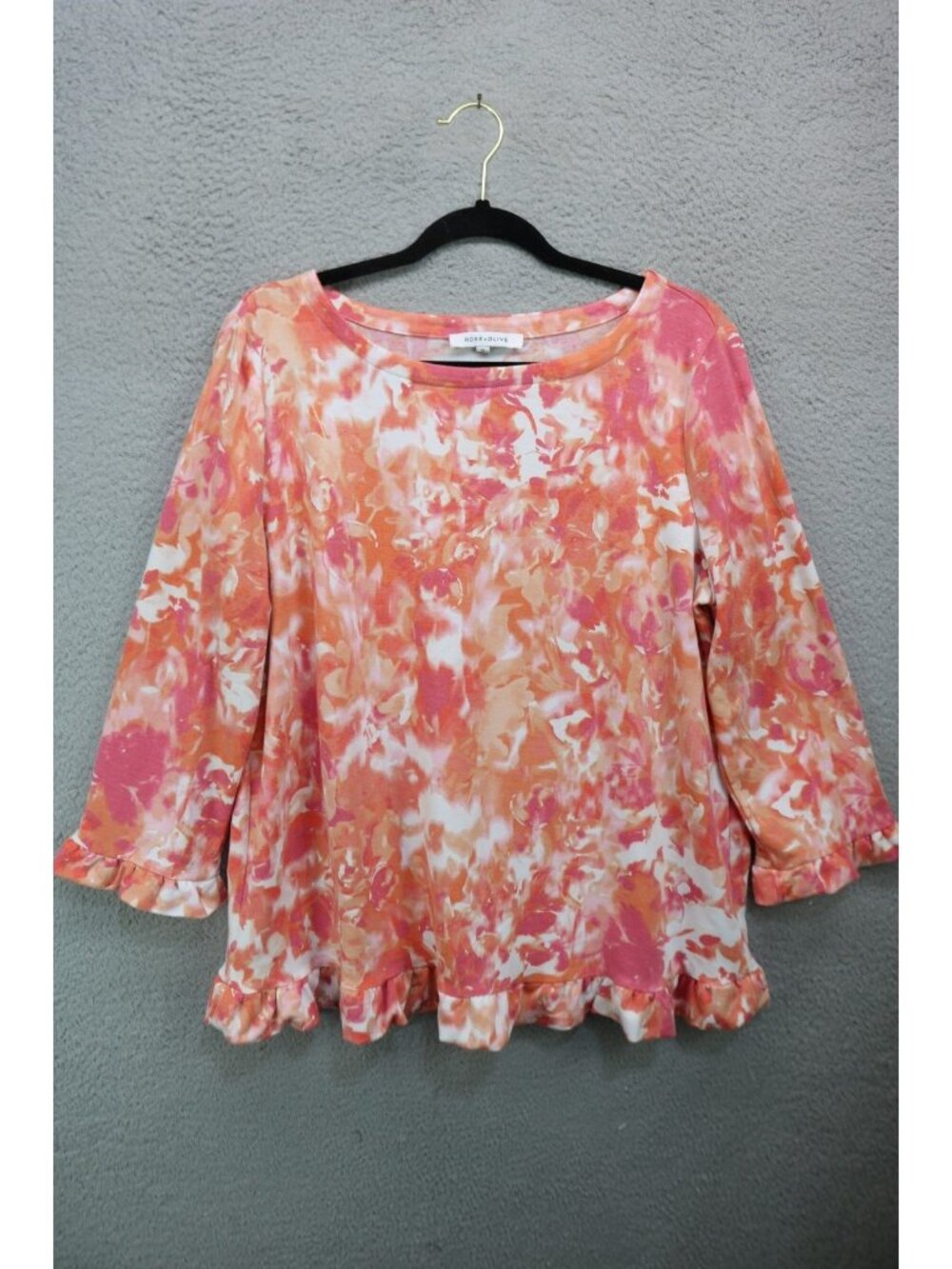 Rose & Olive 3/4 Ruffle Sleeves Soft Floral Sweatshirt-XL-Boho-Cottagecore